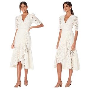 REBECCA TAYLOR Clover Embroidered Dress in Sienna